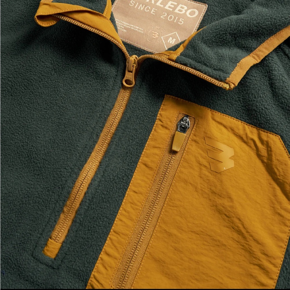 BURLEBO DARK OLIVE MICRO FLEECE PULLOVER - Picture 3 of 6